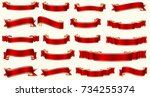 flat vector ribbons banners... | Shutterstock .eps vector #734255374