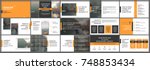 orange presentation templates... | Shutterstock .eps vector #748853434