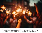 people make a wish and sparklers, merry christmas, happy new year, holiday 2024. High quality photo