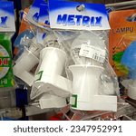 Small photo of Medan, Indonesia - August, 08th, 2023: Bulb lamp for sleep, dimmer lamp at night product at Maju Bersama shop store supermarket local convenient