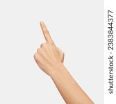 Small photo of woman's hand pointing isolated finger