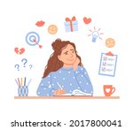 cute thoughtful female teenager ... | Shutterstock .eps vector #2017800041