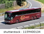 Small photo of WIEHL, GERMANY - JULY 7, 2018: Reichelt intercity bus on motorway.