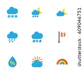 weather flat icons set.... | Shutterstock .eps vector #609046751