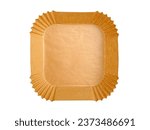 Small photo of Disposable wax paper for your fryer isolated on white background with clipping path. Top view of air fryer paper liner.