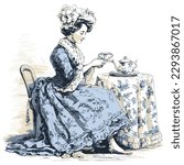 vintage victorian lady having a ...