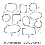 hand drawn speech bubbles.... | Shutterstock .eps vector #2142292467