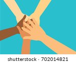 people putting their hands... | Shutterstock .eps vector #702014821