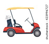  Red Golf Cart Vector...