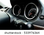 Close up image of car speed dashboard of car interior