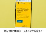 Small photo of KIEV, UKRAINE - FEBRUARY 16, 2020: Close up view of Mailchimp website on the smartphone screen. Mailchimp is an American marketing automation platform and an email marketing service.