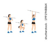 woman doing barbell push and... | Shutterstock .eps vector #1991948864