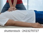 Small photo of CPR for people who suddenly stop breathing Because we have received training from the company so that all employees can perform CPR on people who suddenly stop breathing safely, close-up images