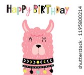 happy birthday with cute llama... | Shutterstock .eps vector #1195800214