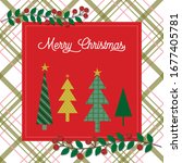 christmas greetings with tree... | Shutterstock .eps vector #1677405781