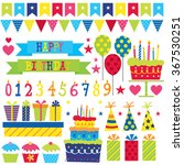birthday party set with cupcake ... | Shutterstock .eps vector #367530251