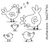 doodle of cute chicken family... | Shutterstock .eps vector #566279761