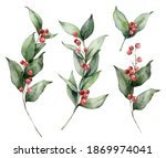 Watercolor Christmas Set With...