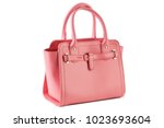 Pink female bag on a white...