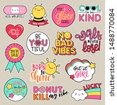 set of fashion patches  cute... | Shutterstock .eps vector #1488770084