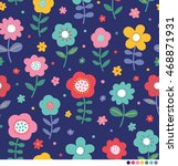 cute hand drawn floral... | Shutterstock .eps vector #468871931