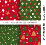 set of christmas seamless... | Shutterstock .eps vector #510763864