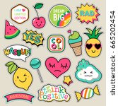 set of fashion patches  cute... | Shutterstock .eps vector #665202454