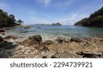 Small photo of Lhok Mata Ie Beach is located in the province of Nanggroe Aceh Darussalam, Indonesia. This beach can be found after passing through the forest. this pic taken at 1 Febuary 2022