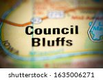 Council Bluffs on a geographical map of USA