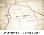 Small photo of Harrietta. Michigan. USA on a geography map.