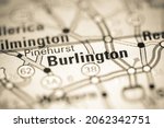 Burlington. Massachusetts. USA on a geography map