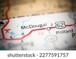 Small photo of McDougal. Arkansas. USA on a geography map