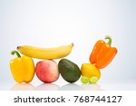 color food  a lot of fruits on... | Shutterstock . vector #768744127