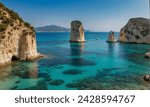 Small photo of Bright spring view of the Cameo Island. Picturesque morning scene on the Port Sostis, Zakinthos island, Greece, Europe. Beauty of nature concept background