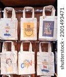 Small photo of Creative goody bags. Global warming makes people aware to reduce the use of materials from plastic and animal skins. Goody bag from cloth with creative design can be your choice.
