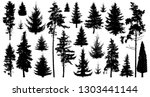 silhouette of pine trees. set... | Shutterstock .eps vector #1303441144