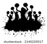 silhouette of cheerleaders with ... | Shutterstock .eps vector #2140235017