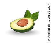 fresh avocado with leaf... | Shutterstock .eps vector #2105131334