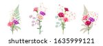 set bouquets of carnation.... | Shutterstock .eps vector #1635999121
