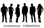 silhouette people stand... | Shutterstock .eps vector #1308405661
