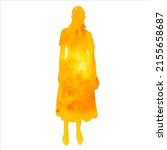 woman orange watercolor... | Shutterstock .eps vector #2155658687