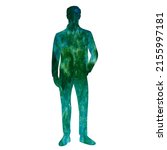 man green watercolor silhouette ... | Shutterstock .eps vector #2155997181