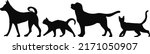 dogs and cats go silhouette on... | Shutterstock .eps vector #2171050907