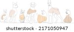 dogs and cats drawing in one... | Shutterstock .eps vector #2171050947