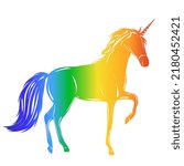 silhouette rainbow unicorn on...