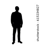 black silhouette man stands... | Shutterstock .eps vector #615234827