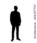 black silhouette man stands  | Shutterstock . vector #646197757