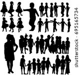 silhouette children  set  group | Shutterstock . vector #695165734