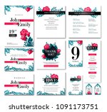 vector set of wedding design... | Shutterstock .eps vector #1091173751