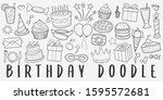 birthday party doodle line art... | Shutterstock .eps vector #1595572681